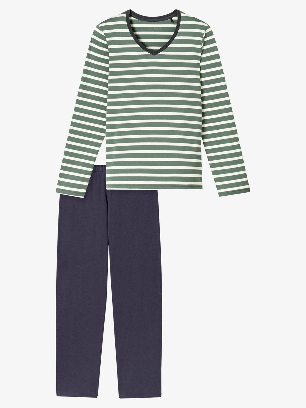 Schiesser Pyjama  Damen Baumwolle grün bedruckt, 36