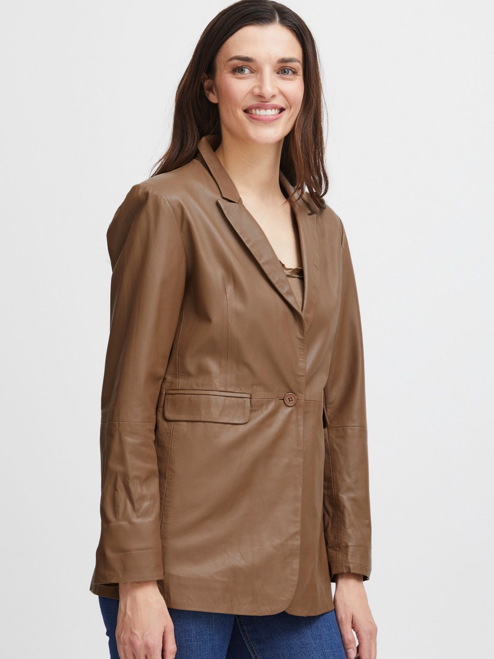 fransa Blazer Damen Leder braun, 46