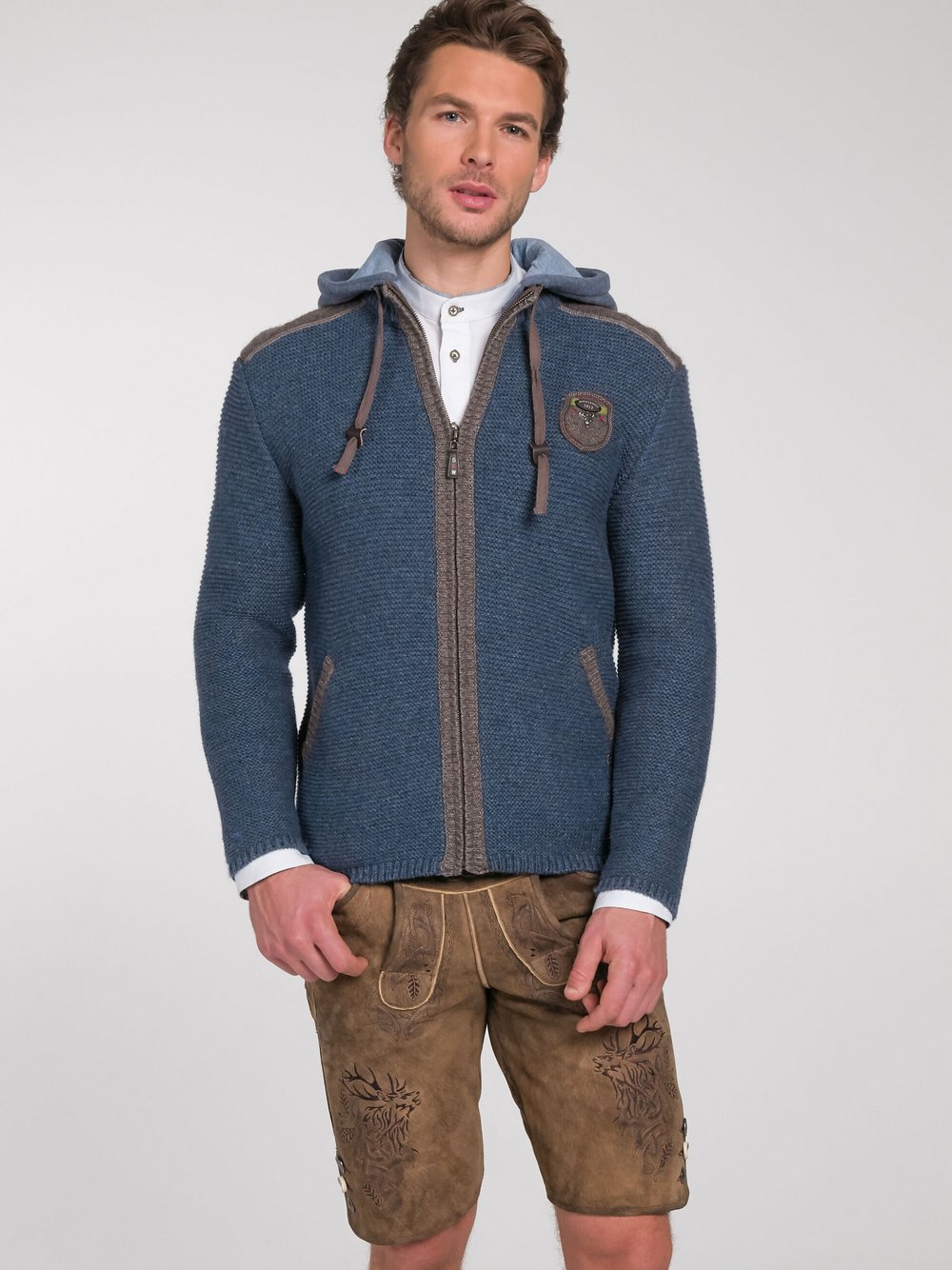 Spieth & Wenksy Strickjacke Herren Wolle blau, XXL