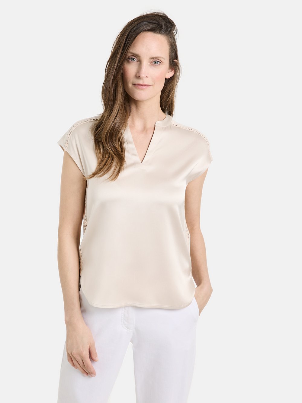 Gerry Weber Kurzarmshirt Damen Baumwolle beige, 46