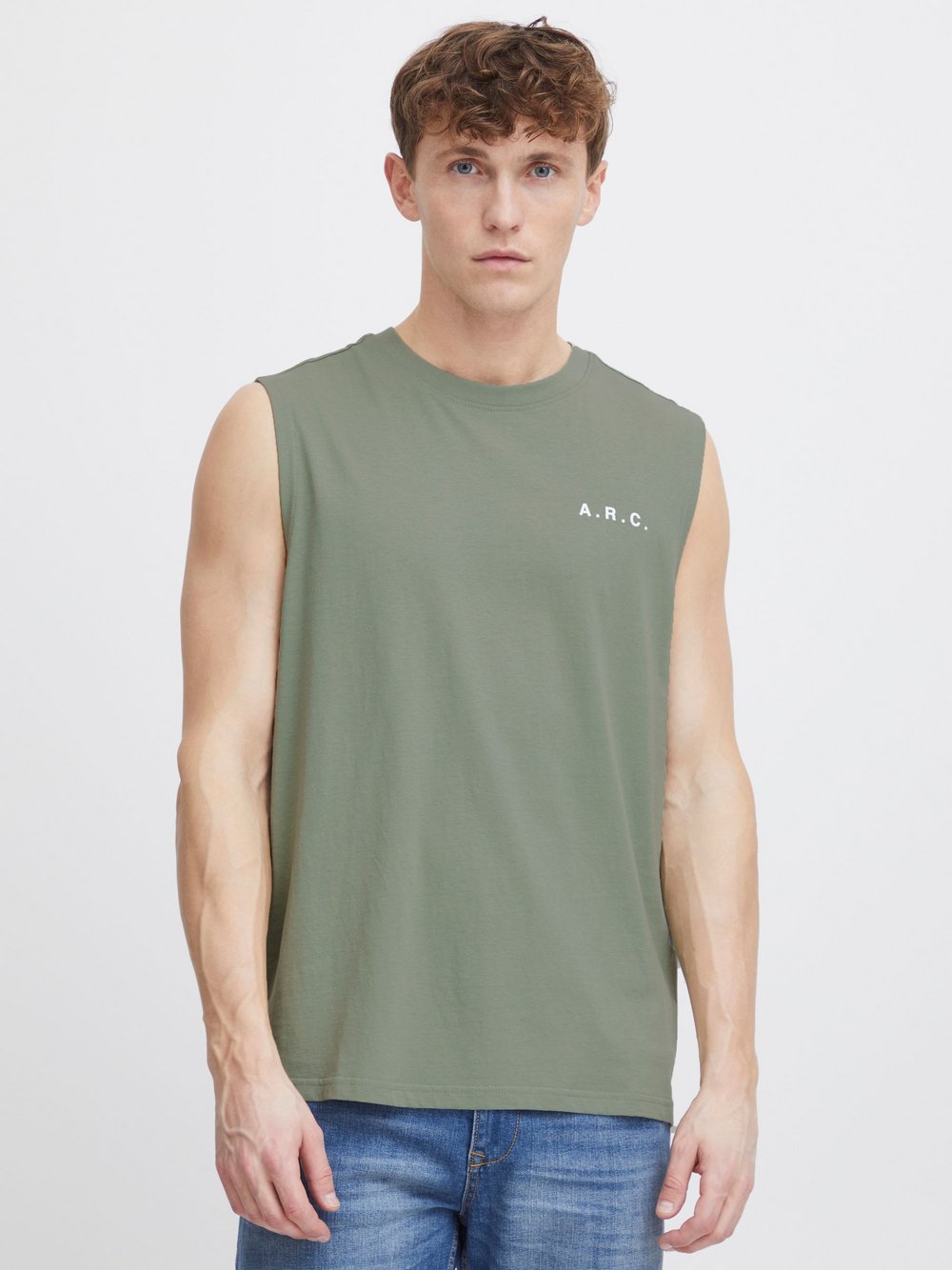 Solid Tank-Top Herren Baumwolle grün bedruckt, L