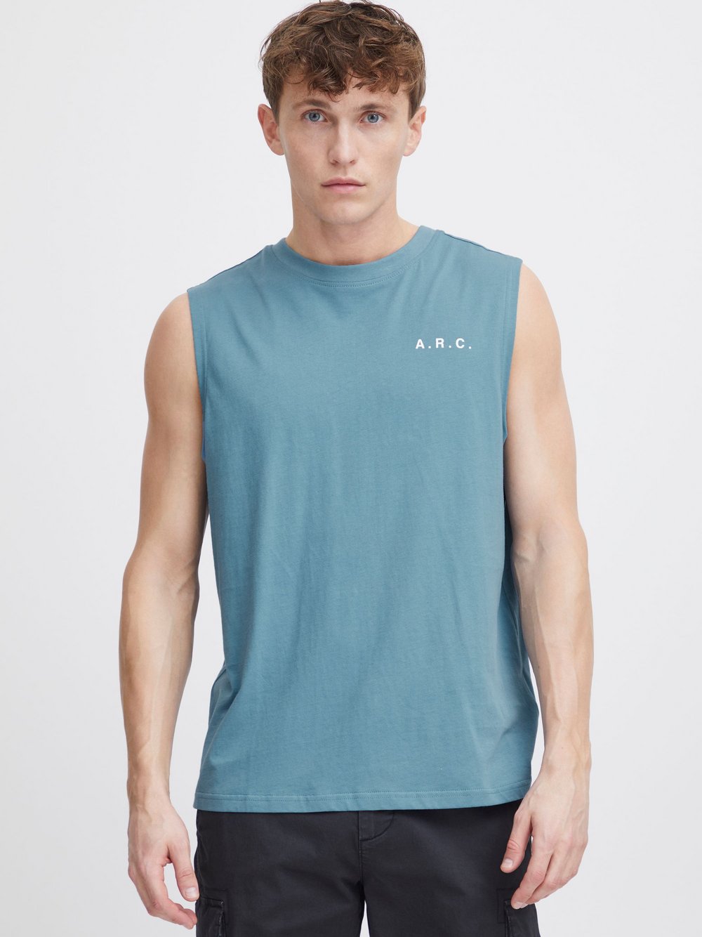 Solid Tank-Top Herren Baumwolle blau bedruckt, XXXL