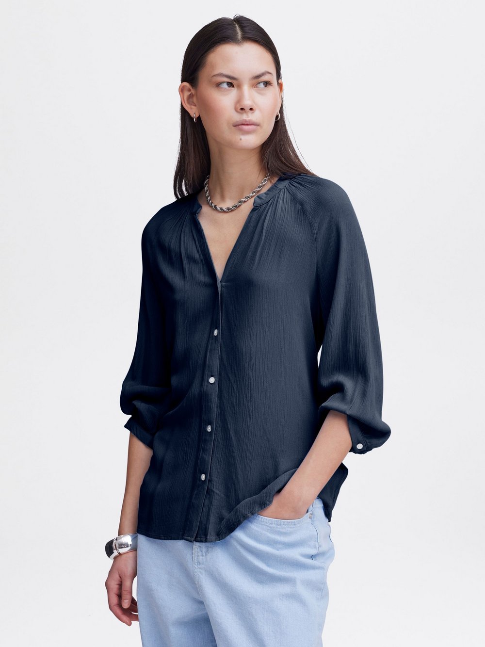 Thumbnail - Ichi Bluse Damen Viskose blau, L