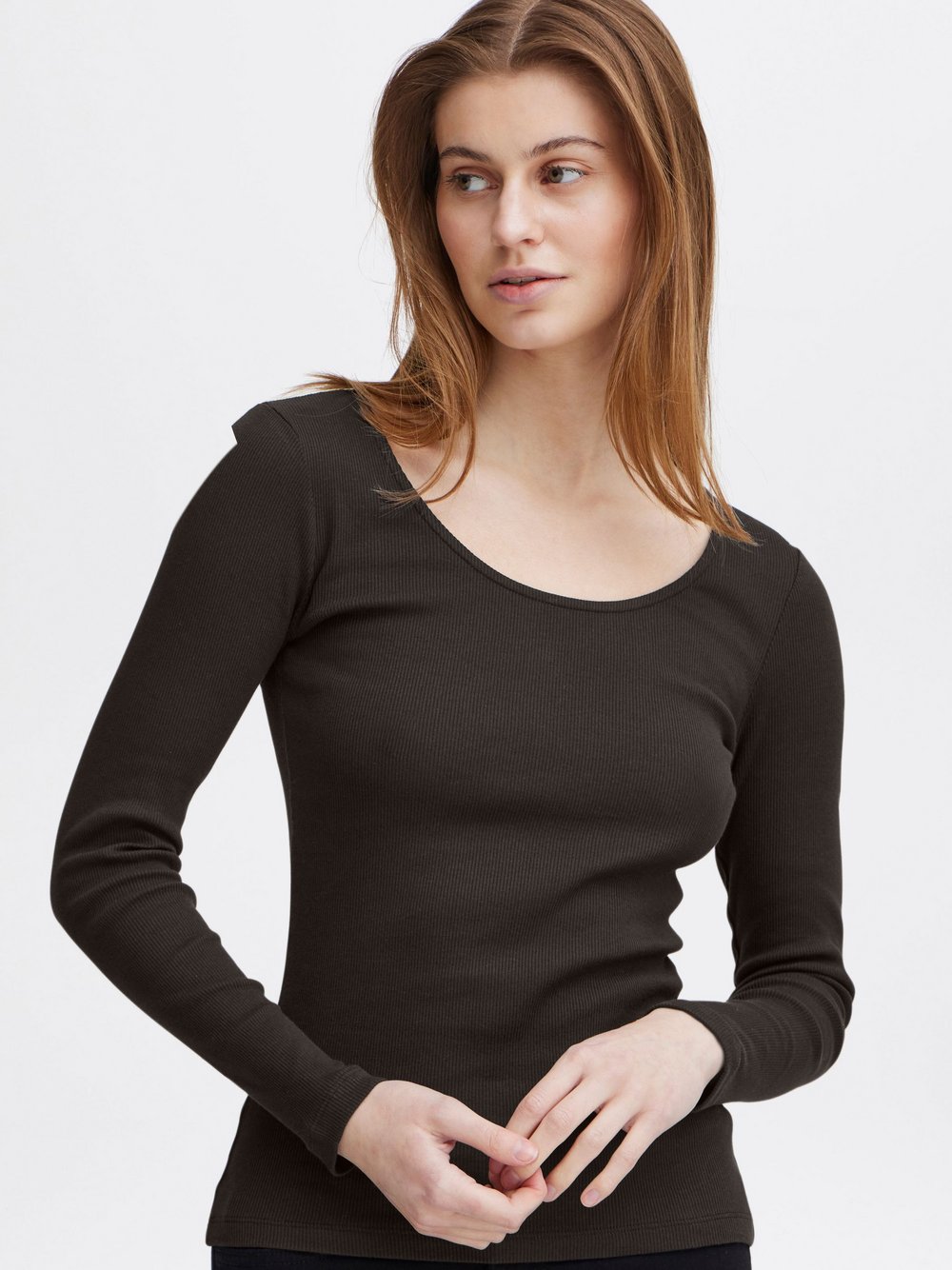 OXMO Longsleeve Damen Baumwolle schwarz, XS