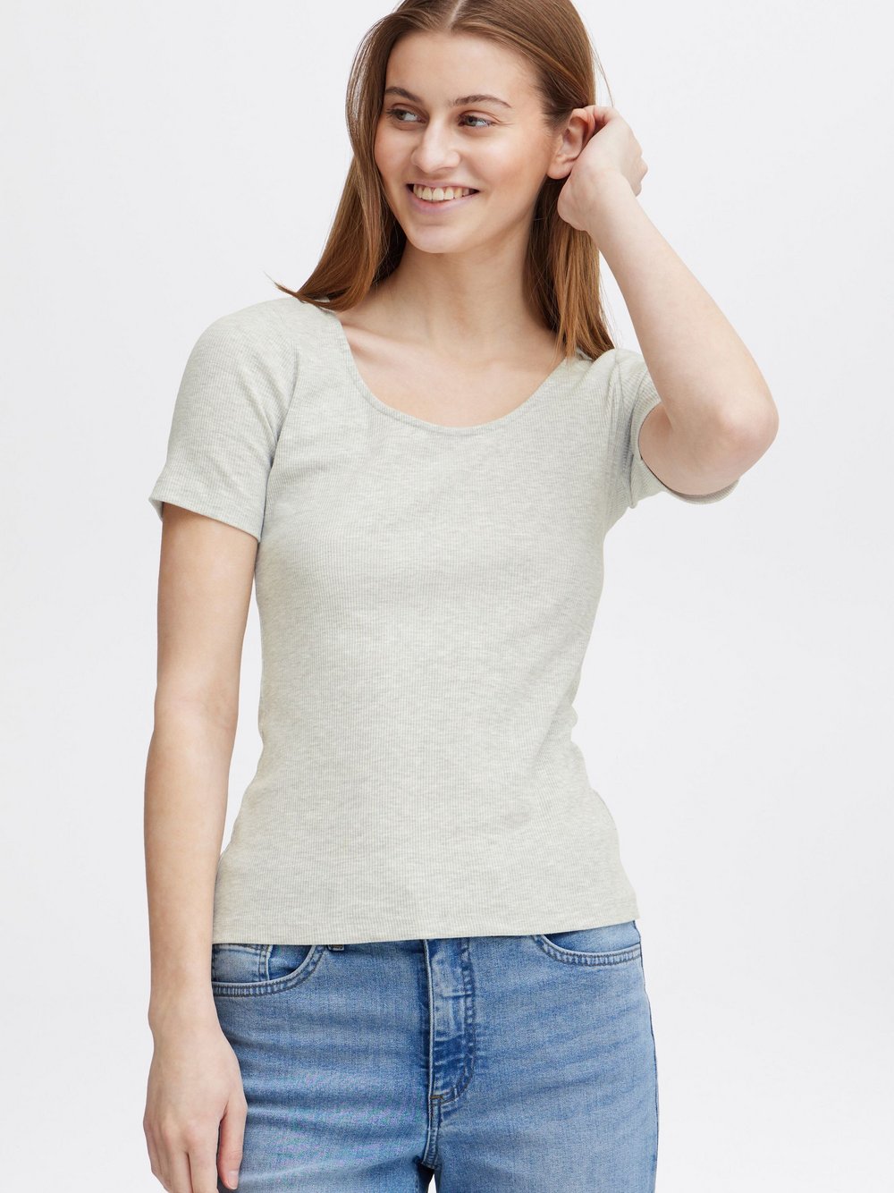 OXMO T-Shirt Damen Baumwolle grau, S