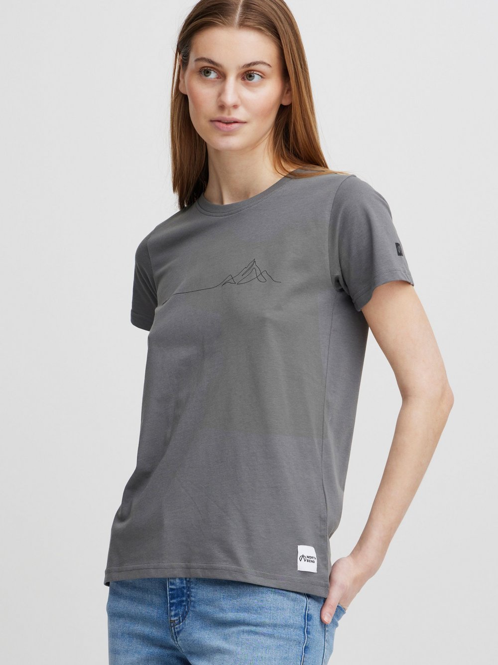 North Bend T-Shirt Damen Baumwolle grau, 38