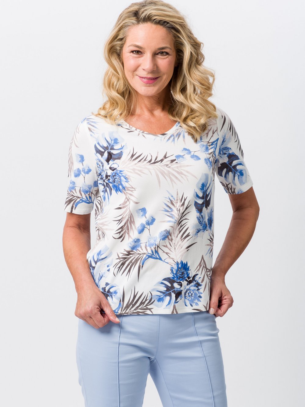 Frank Walder Shirt Damen Viskose mehrfarbig gemustert, 44