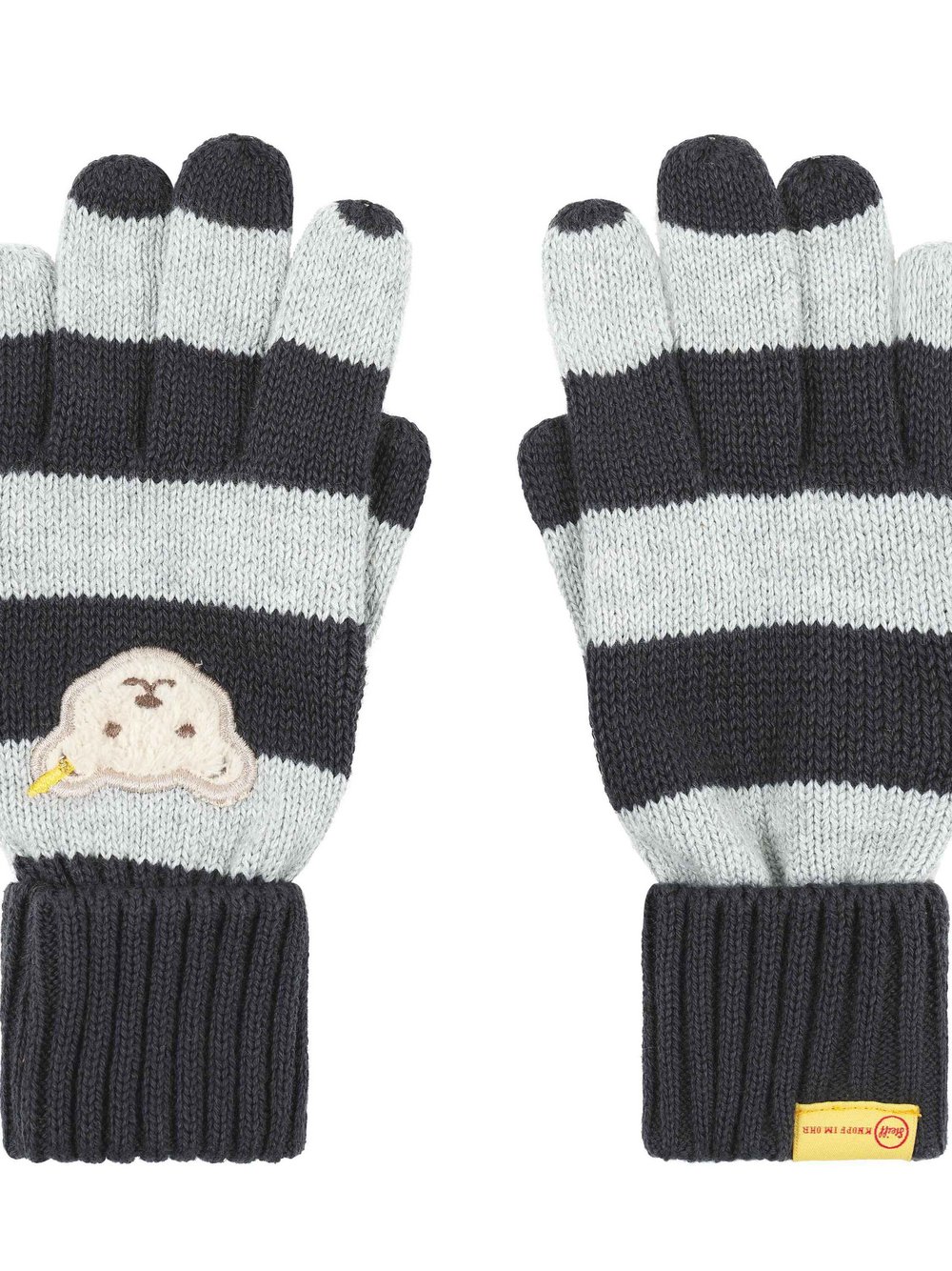 Steiff Handschuhe Jungen Baumwolle grau gestreift, 3