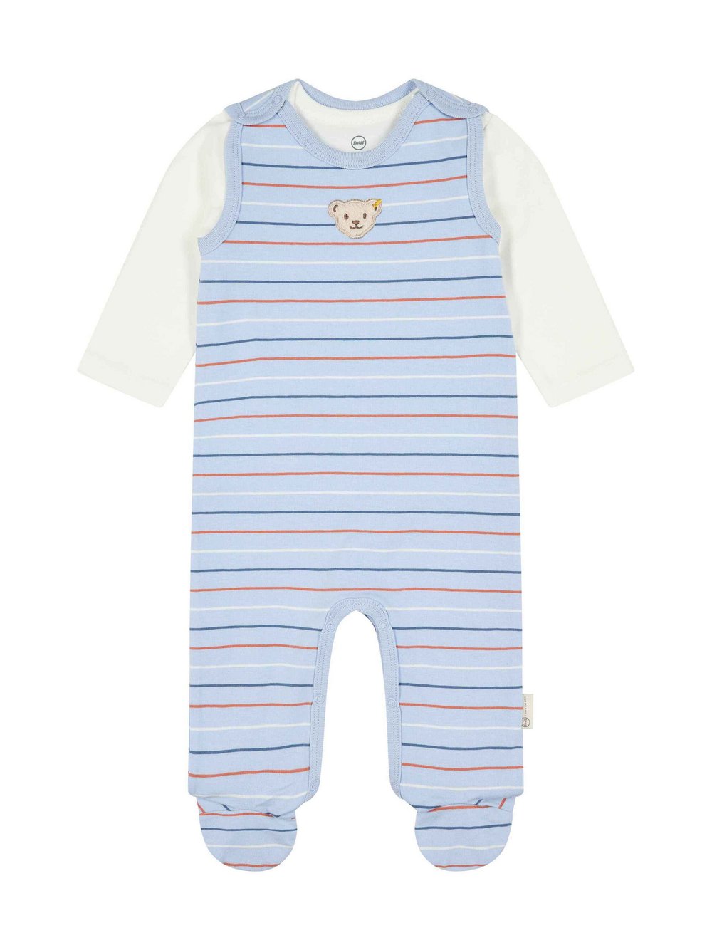 Steiff Set Strampler + T-Shirt  Jungen Baumwolle blau gestreift, 80