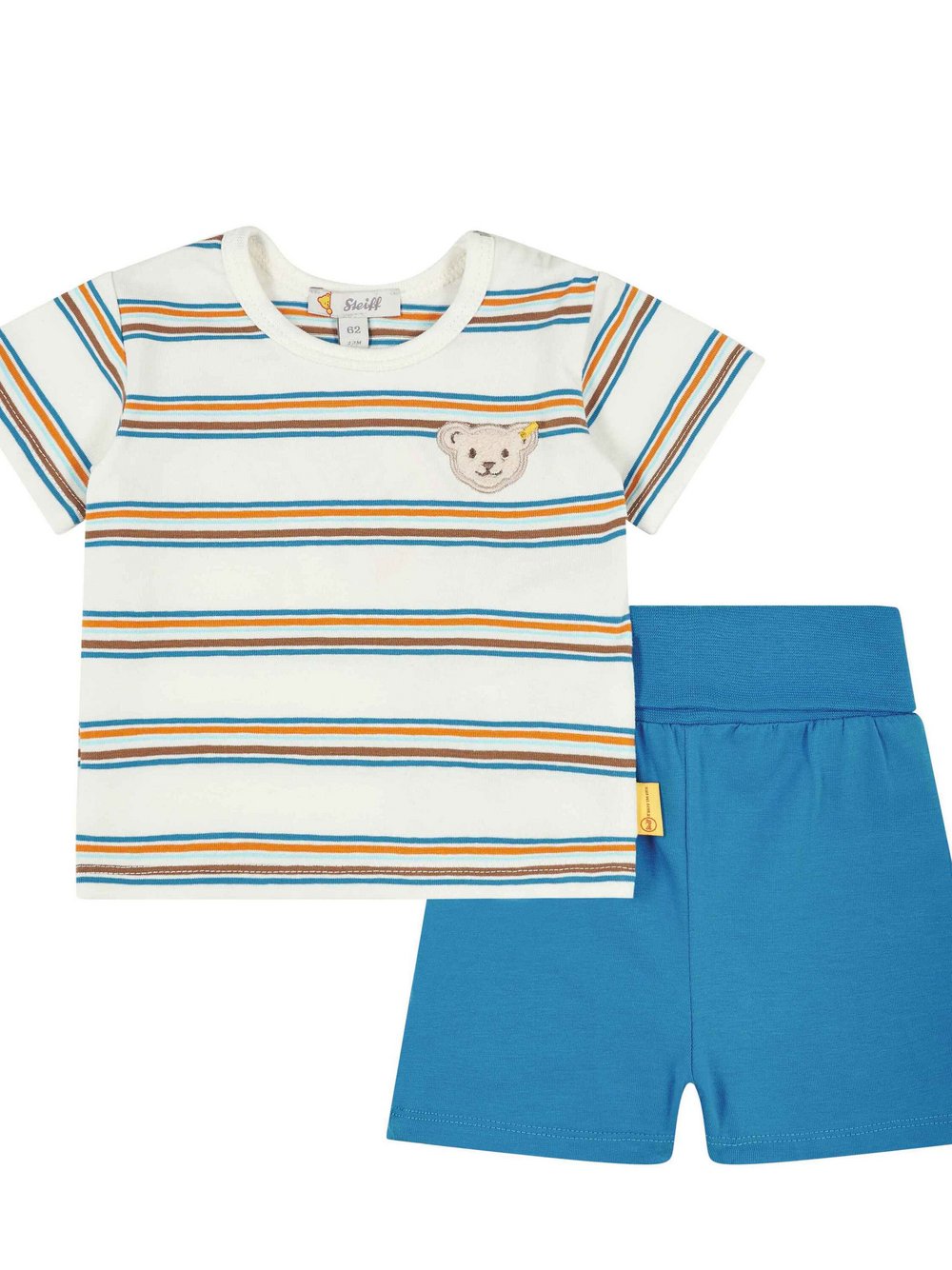 Steiff Set Shorts + T-Shirt Jungen Baumwolle weiß gemustert, 56