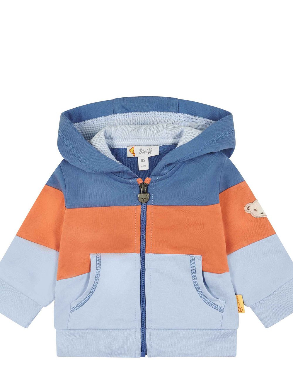 Steiff Sweatjacke Jungen Baumwolle blau gemustert, 68