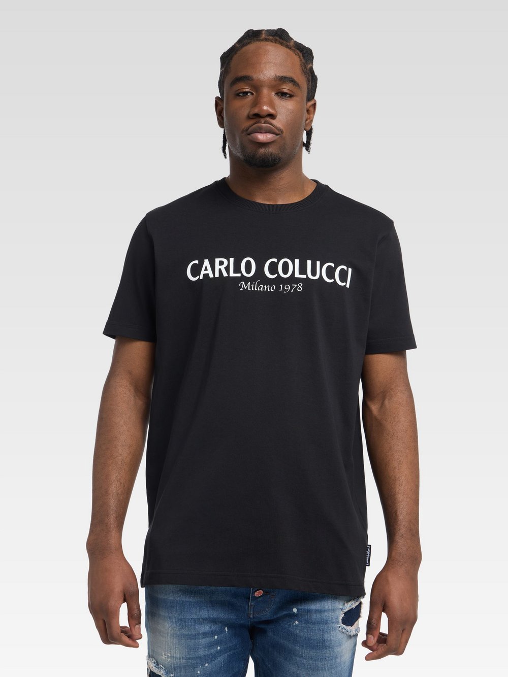 Carlo Colucci T-Shirt  Herren Baumwolle schwarz bedruckt, XXXXL