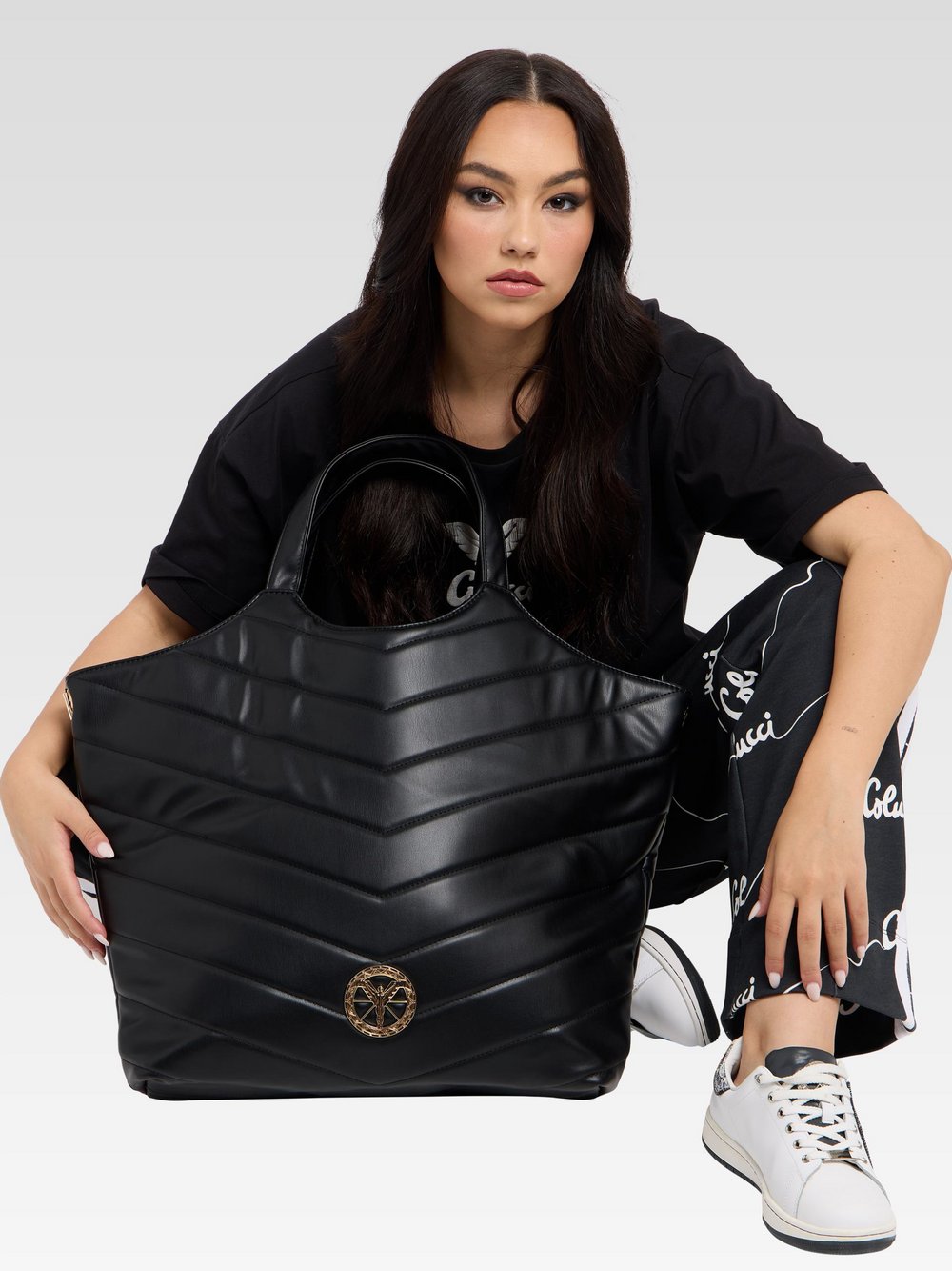 Thumbnail - Carlo Colucci Shopper Damen Kunstleder schwarz gemustert, ONE SIZE