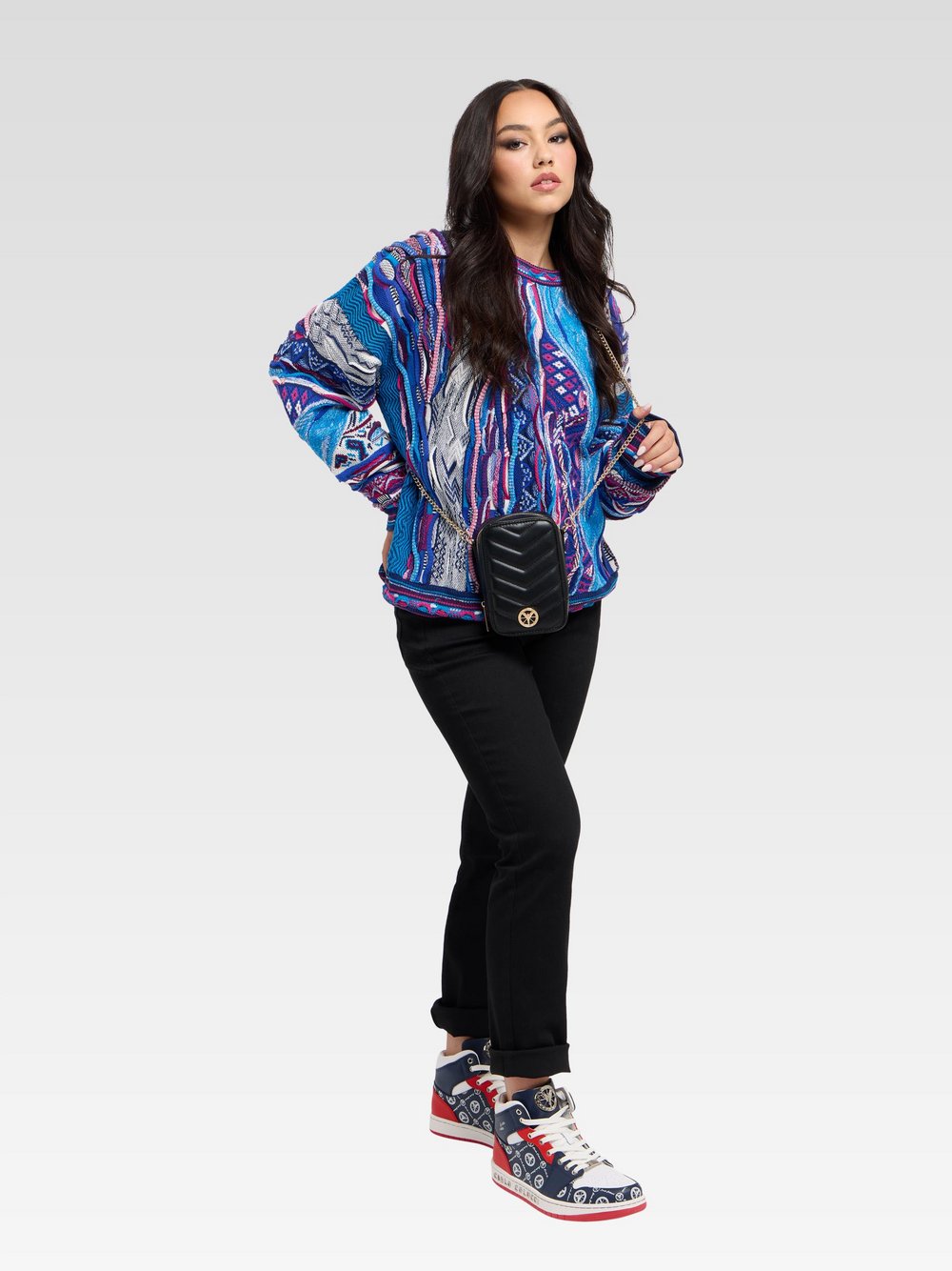 Thumbnail - Carlo Colucci Umhängetasche  Damen Kunstleder schwarz gemustert, ONE SIZE