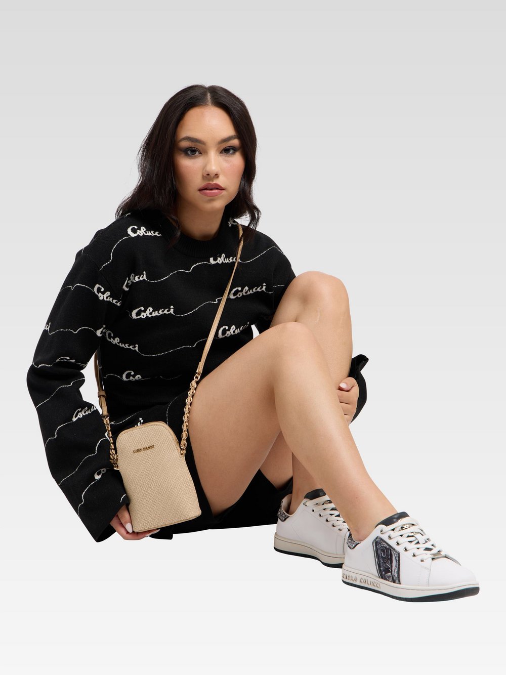 Carlo Colucci Umhängetasche  Damen Kunstleder beige gemustert, ONE SIZE