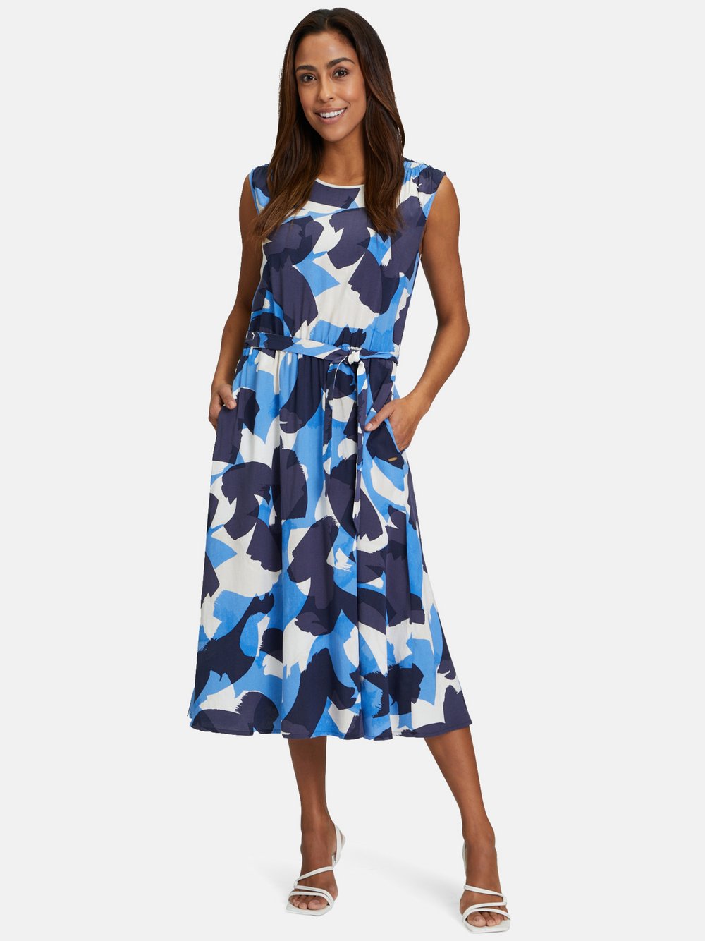 Betty & Co Sommerkleid Damen Viskose blau gemustert, 40