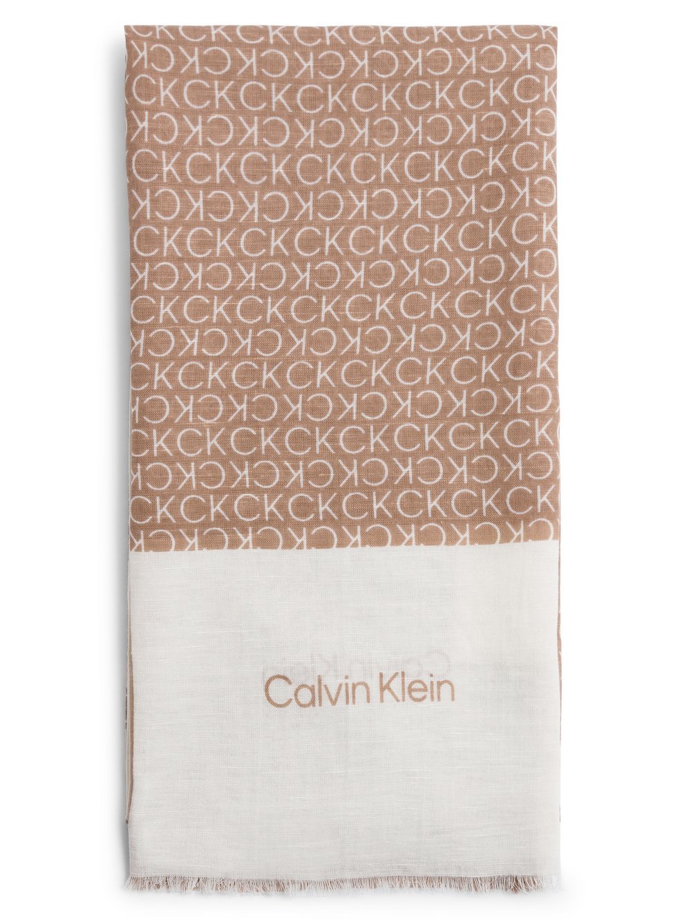 Calvin Klein Webschal Damen Baumwolle beige, ONE SIZE