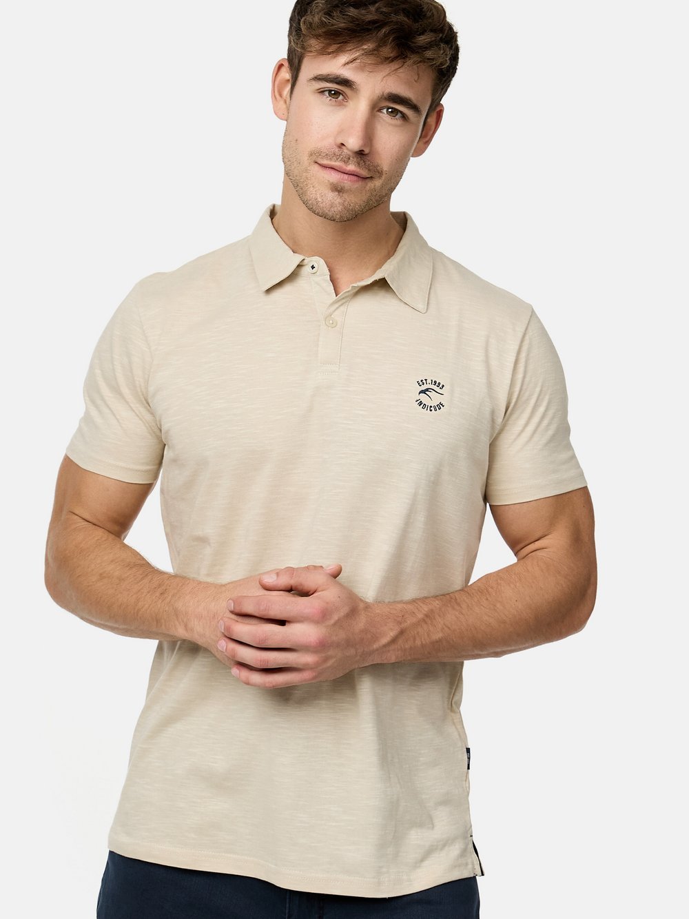 Indicode Poloshirt Herren Baumwolle beige, S