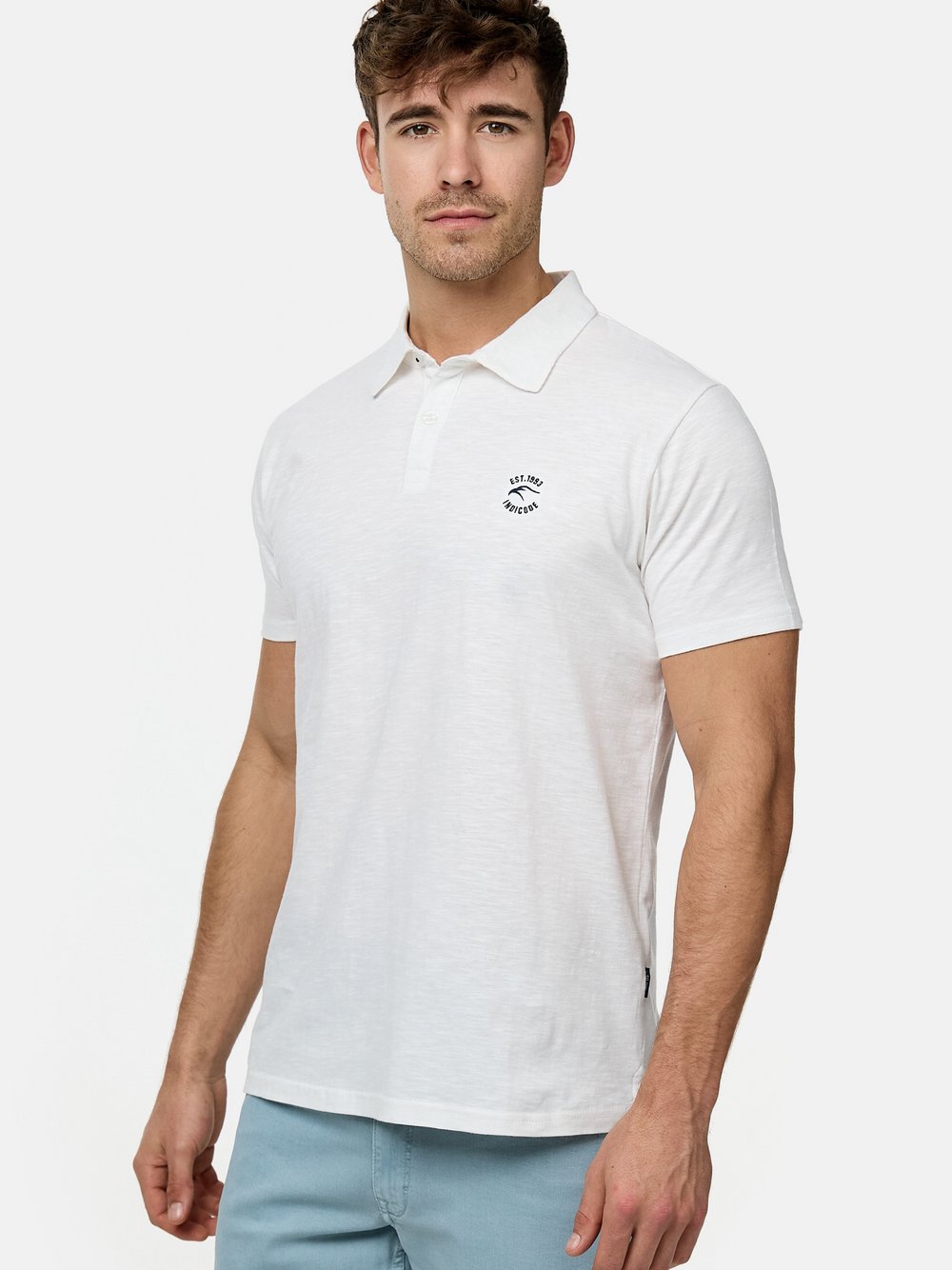 Indicode Poloshirt Herren Baumwolle weiß, M