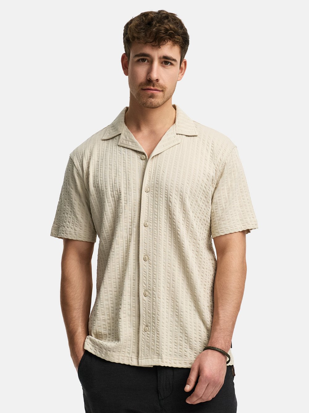 Indicode Hemd Kurzarm Herren Regular Fit Baumwolle beige, XXL