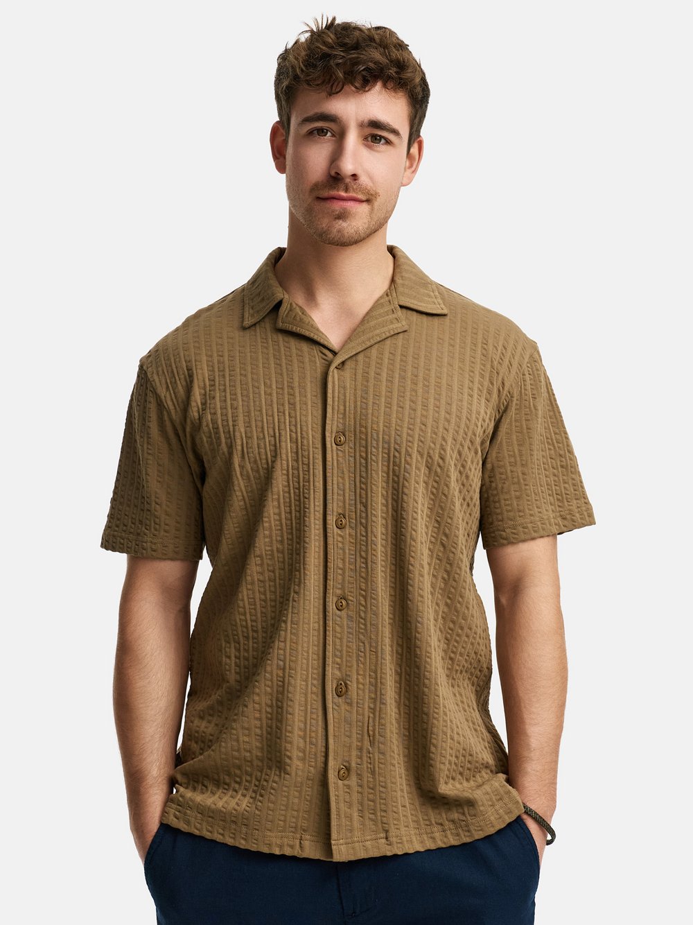 Thumbnail - Indicode Hemd Kurzarm Herren Regular Fit Baumwolle braun, XL