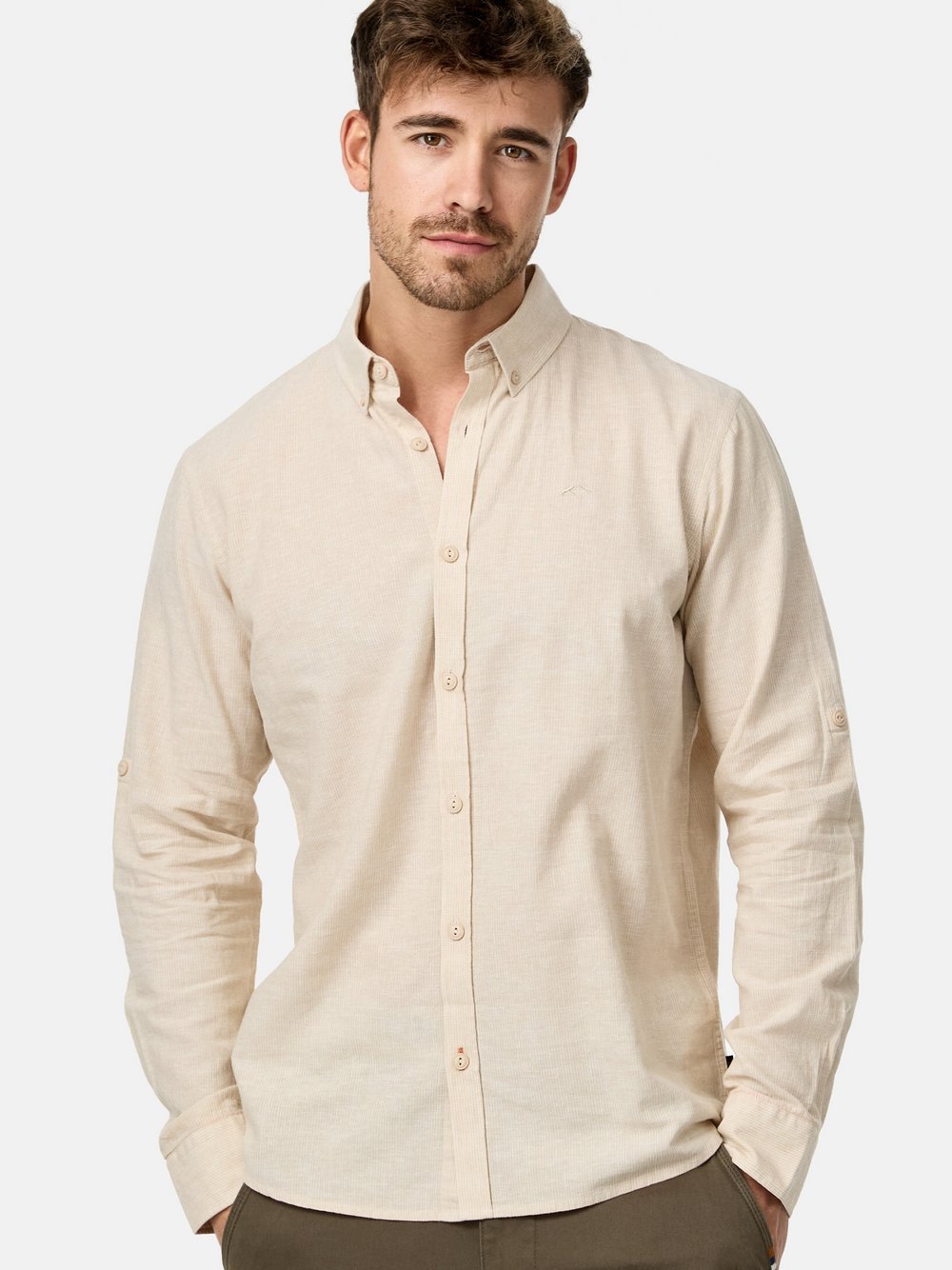 Indicode Hemd Langarm Herren Regular Fit Leinen beige, XXL