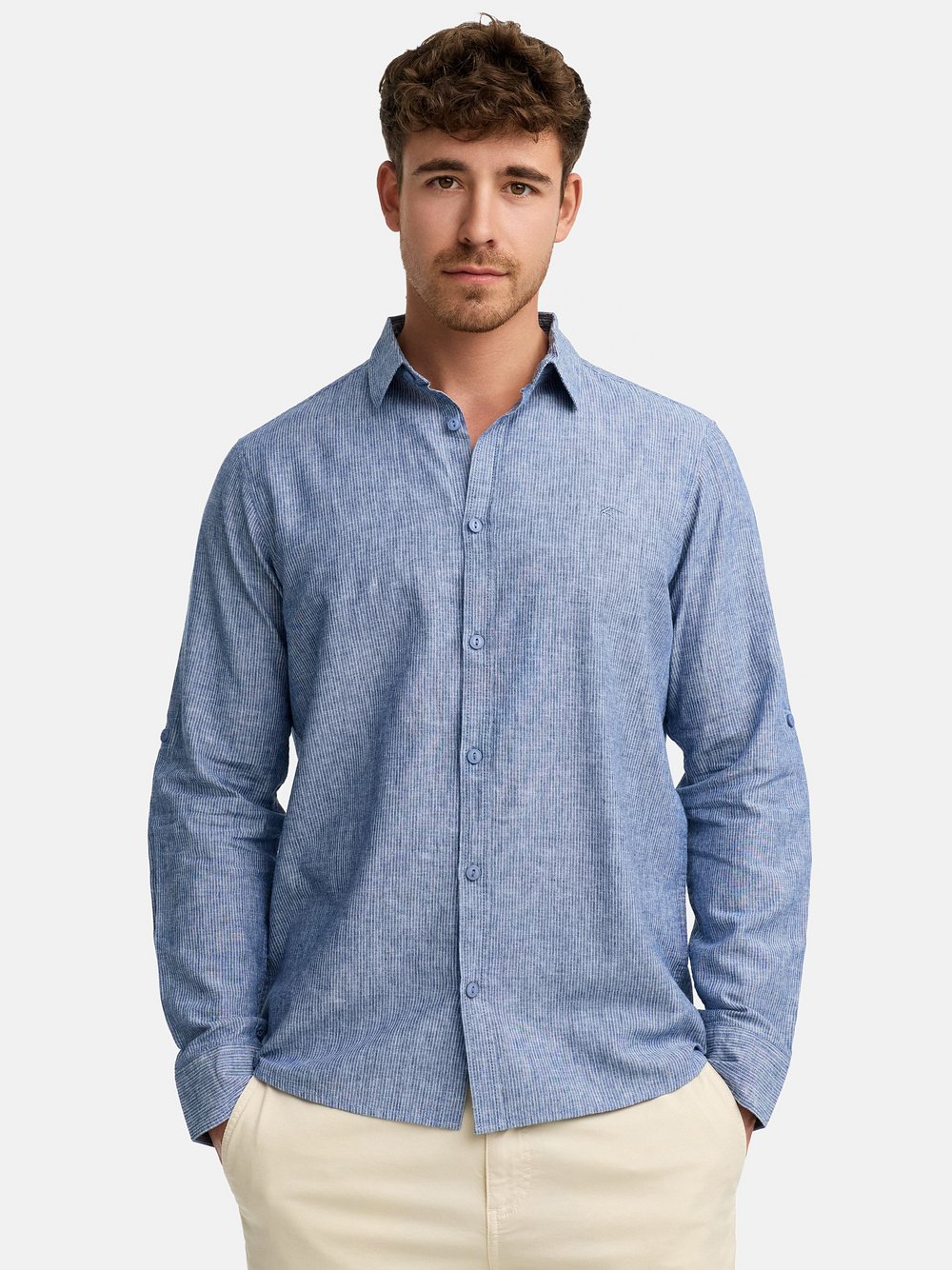 Thumbnail - Indicode Hemd Langarm Herren Regular Fit Leinen blau, XXL