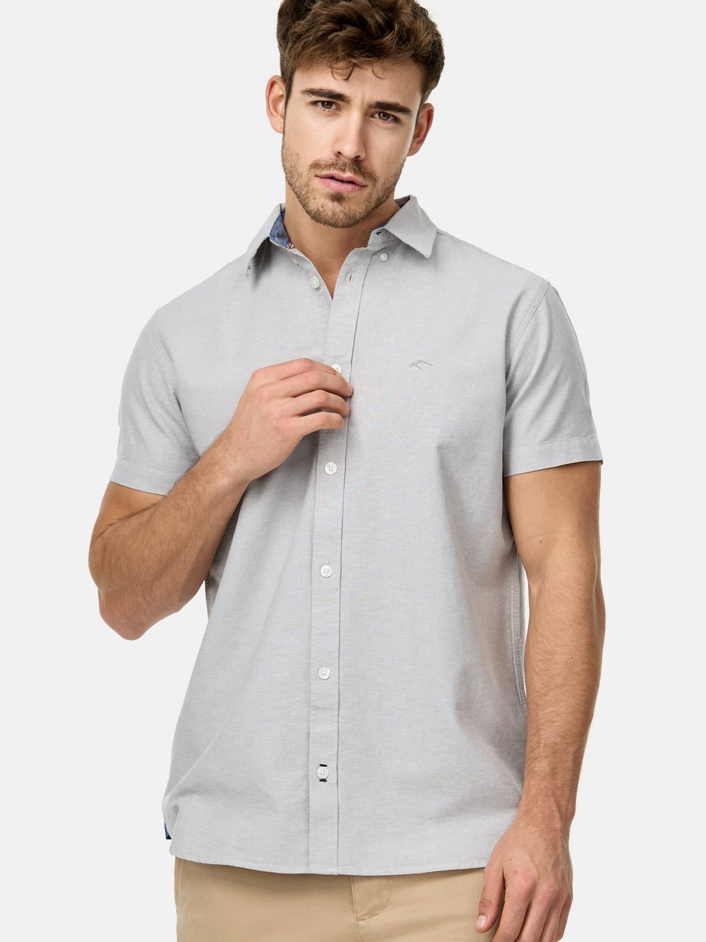 Indicode Hemd Kurzarm Herren Regular Fit Baumwolle grau, XXL