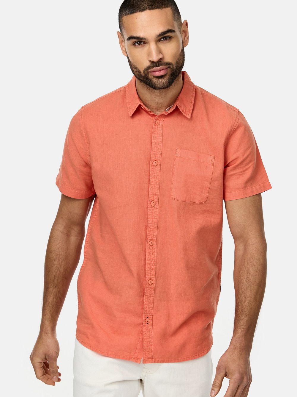 Indicode Hemd Kurzarm Herren Regular Fit Baumwolle orange, M