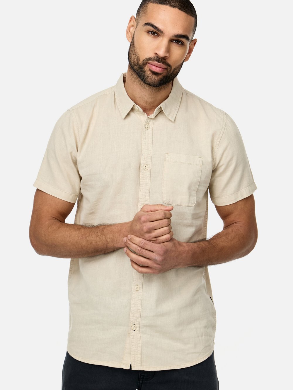 Indicode Hemd Kurzarm Herren Regular Fit Baumwolle beige, XL