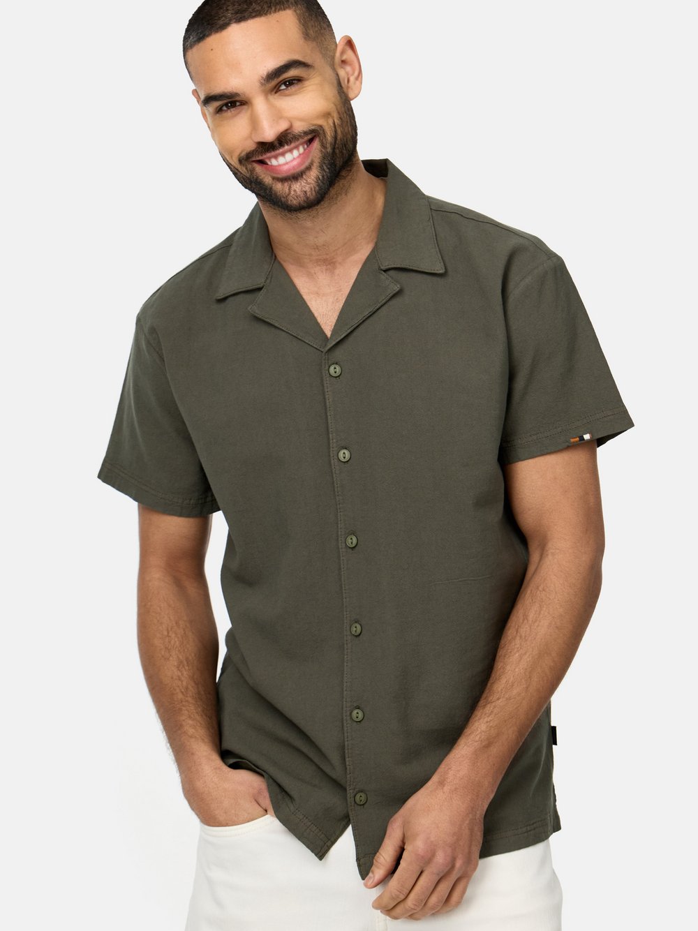 Indicode Hemd Kurzarm Herren Regular Fit Baumwolle grün, L