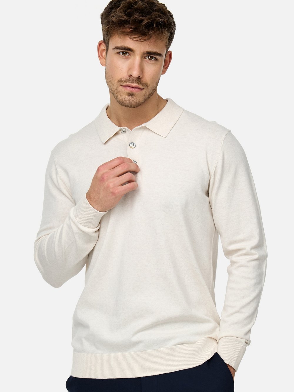 Indicode Strickpullover Herren Jersey beige, L