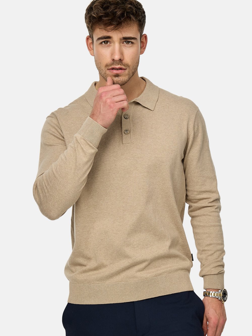 Indicode Strickpullover Herren Jersey beige, XL