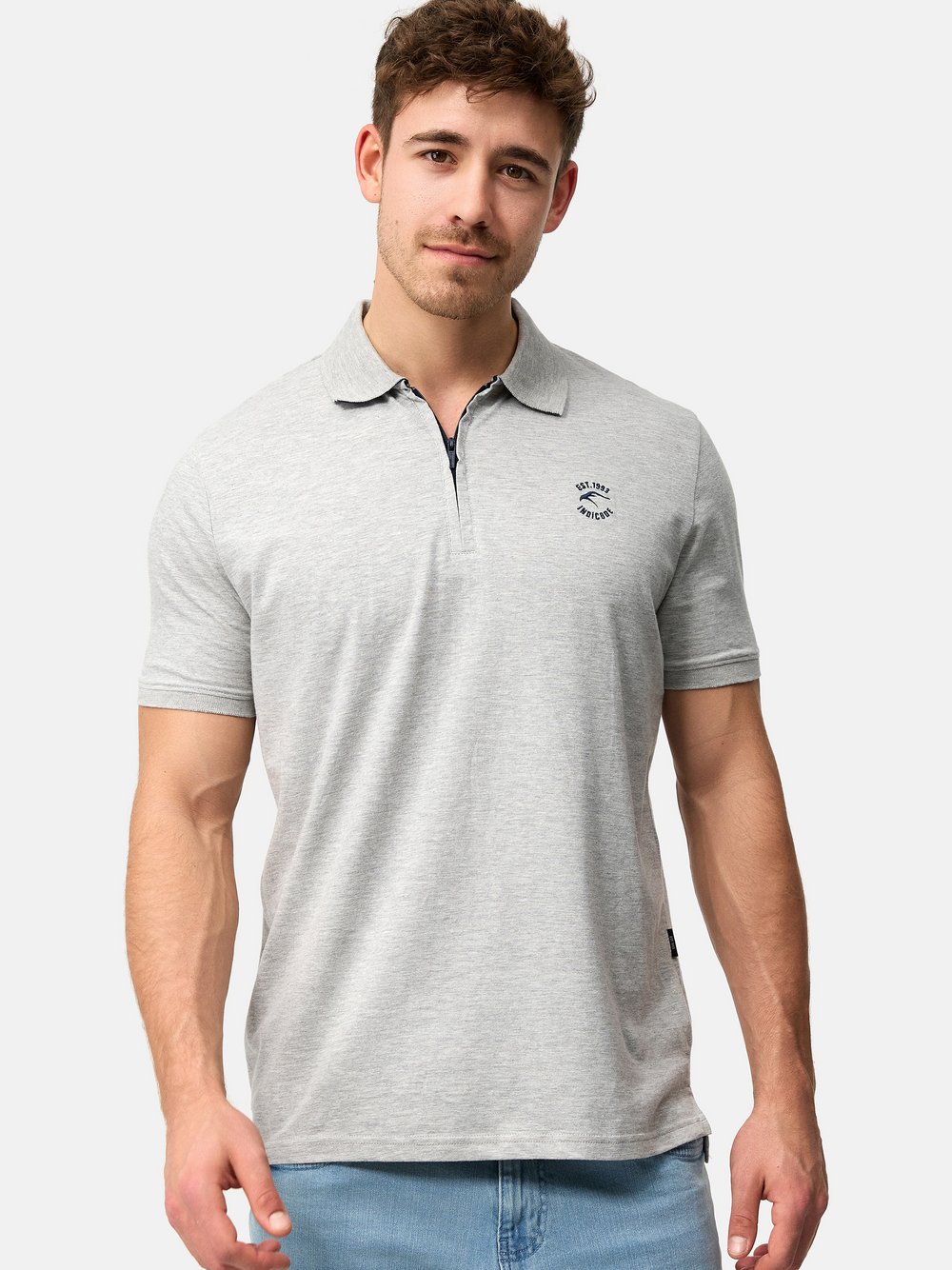 Indicode Poloshirt Herren Baumwolle grau, M