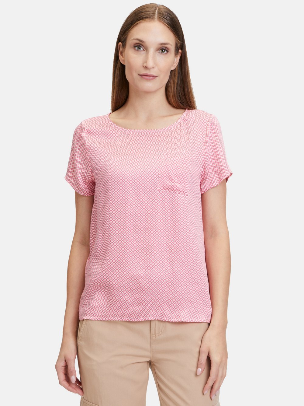 Cartoon Schlupfbluse Damen Viskose rosa gemustert, 34