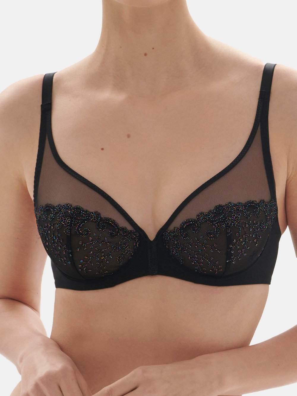 Simone Perele Triangel BH Damen schwarz gemustert, 75G