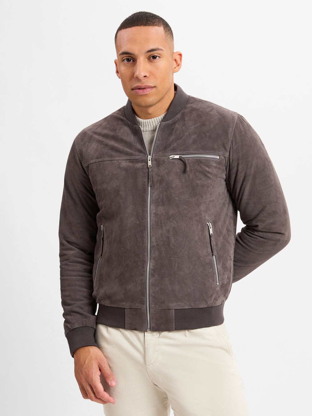 Finshley & Harding Lederjacke Herren grau, 56