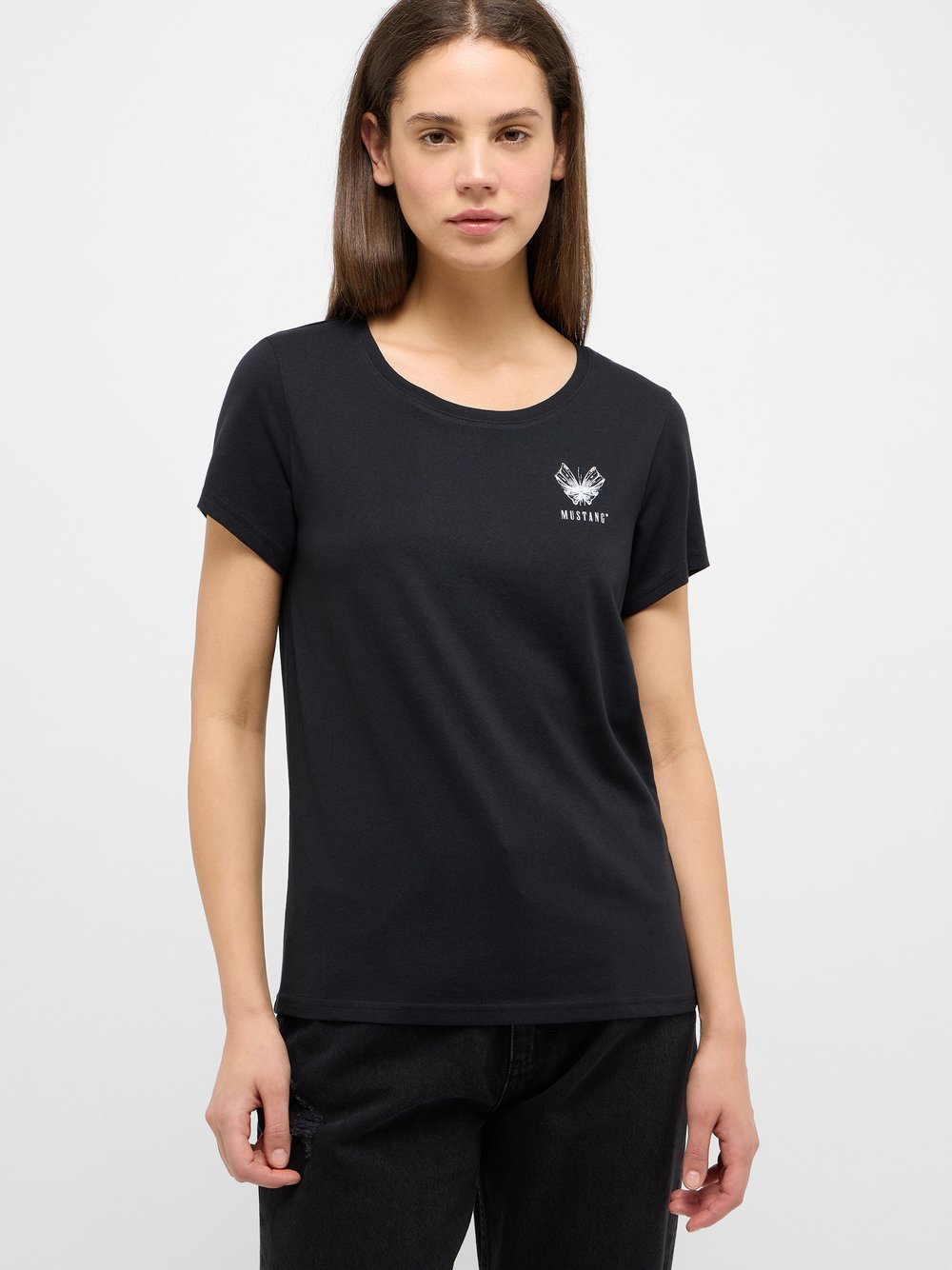 Mustang T-Shirt Damen Baumwolle schwarz bedruckt, XXL