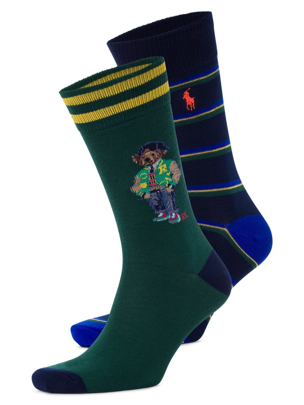 Polo Ralph Lauren Socken Herren Baumwolle grün gestreift, ONE SIZE