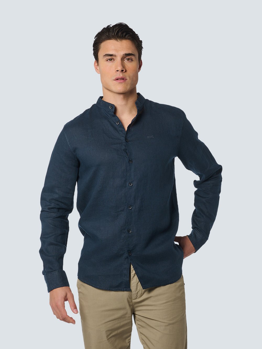 No Excess Leinenhemd Herren Regular Fit blau, L