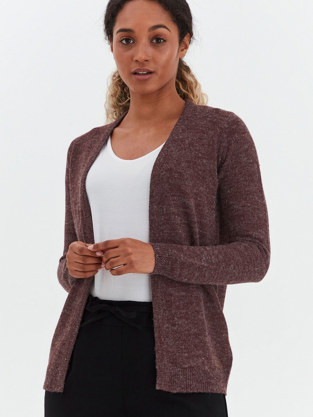 OXMO Strickjacke Damen rot gemustert, XXL