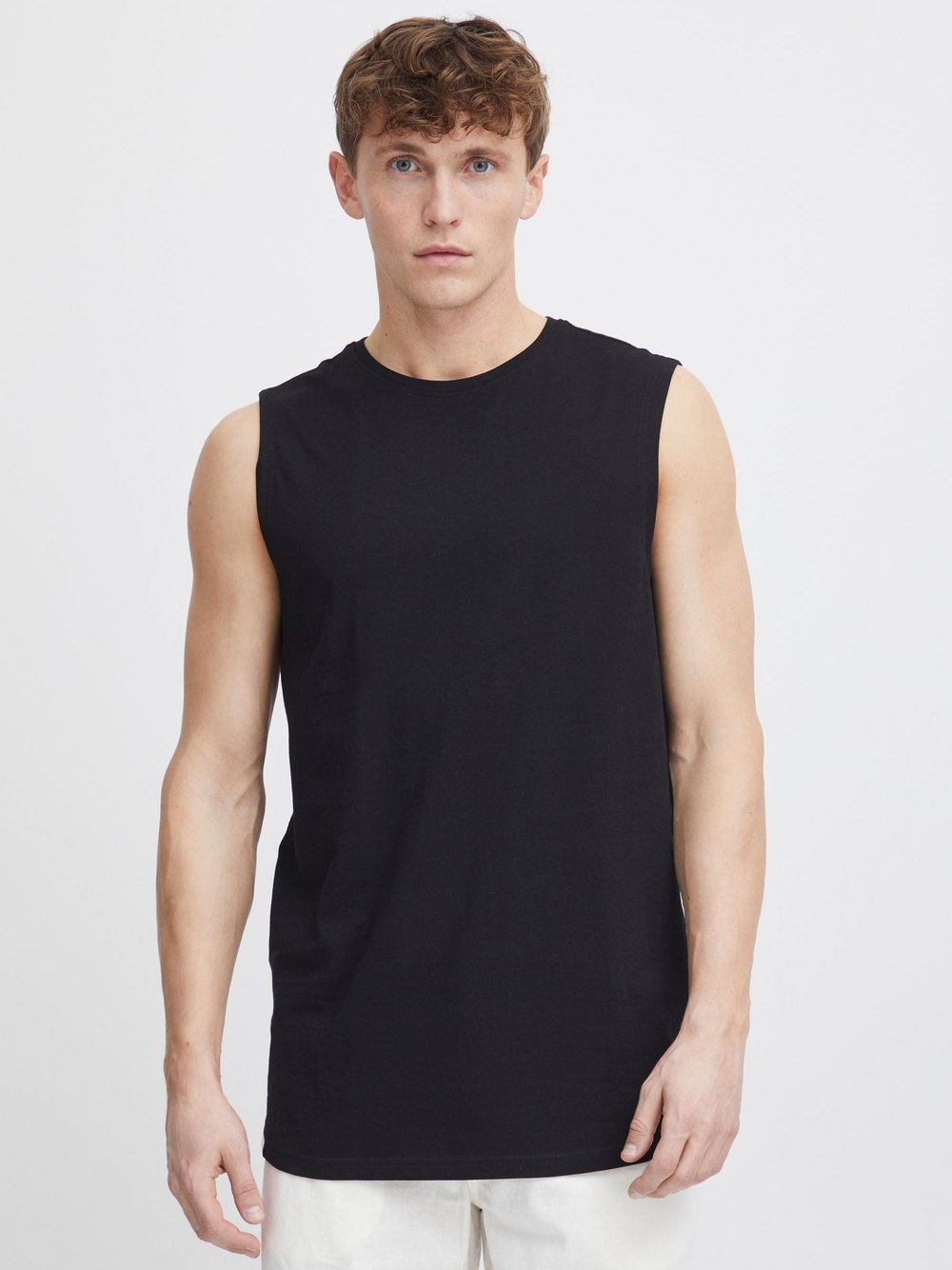 Solid Tank-Top Herren Baumwolle schwarz, L