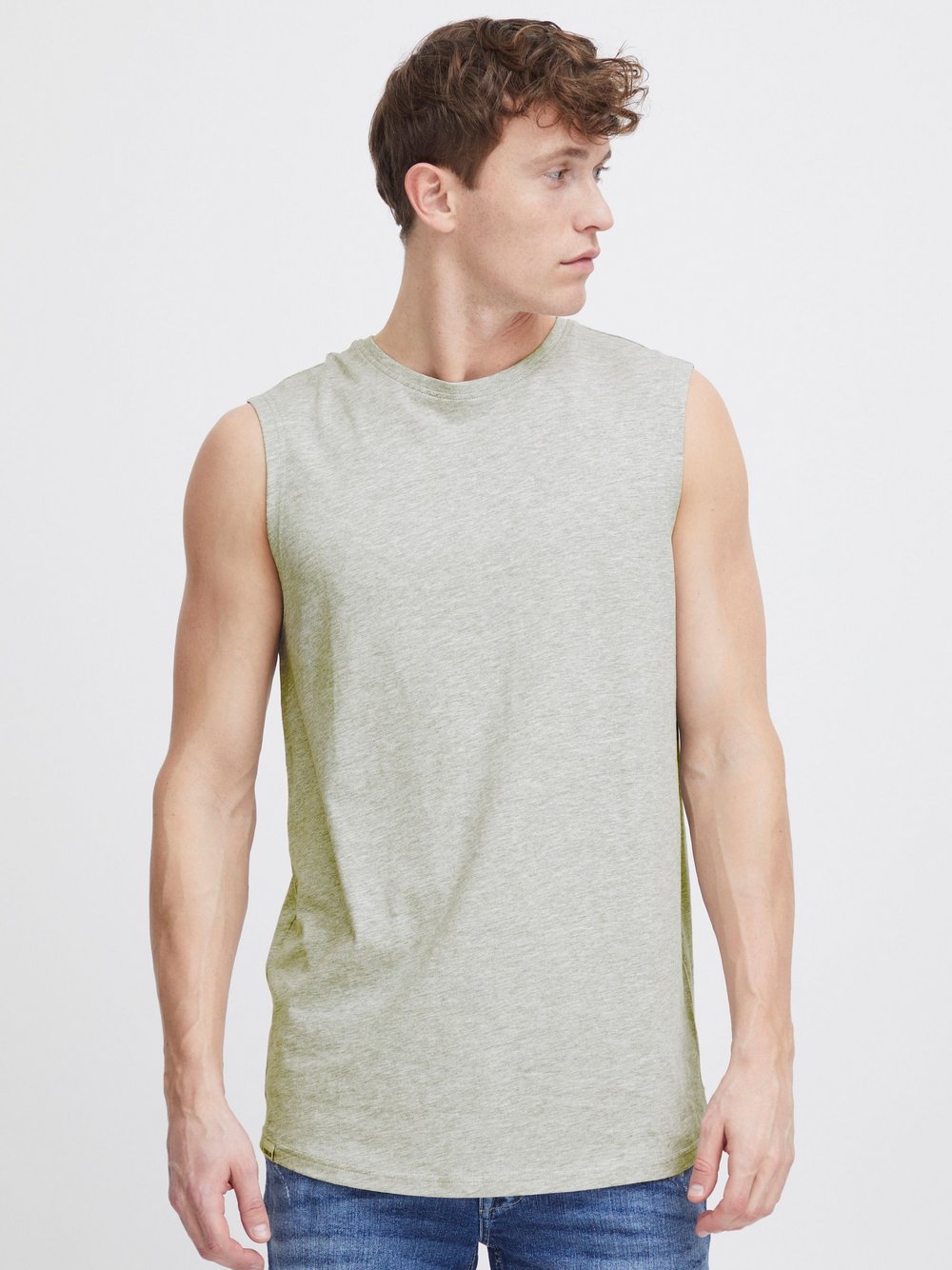 Solid Tank-Top Herren Baumwolle grau, S