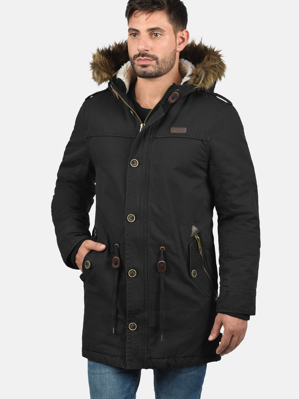 Indicode Parka Herren Baumwolle schwarz, M