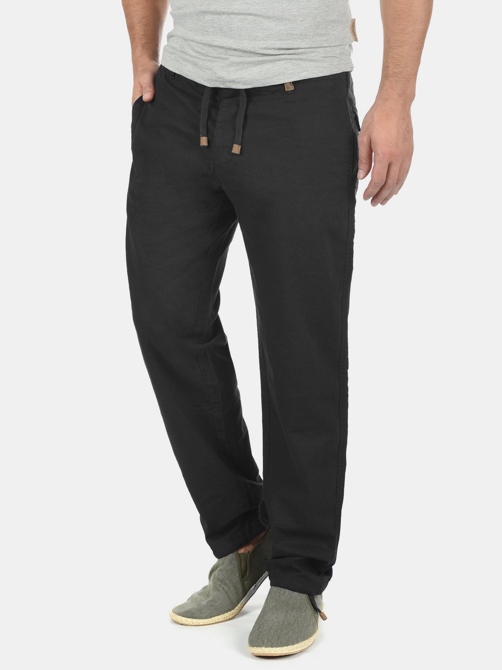 Indicode Leinenhose Herren Baumwolle schwarz, M