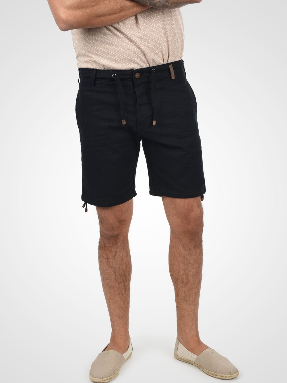 Indicode Leinenshorts Herren Baumwolle schwarz, L