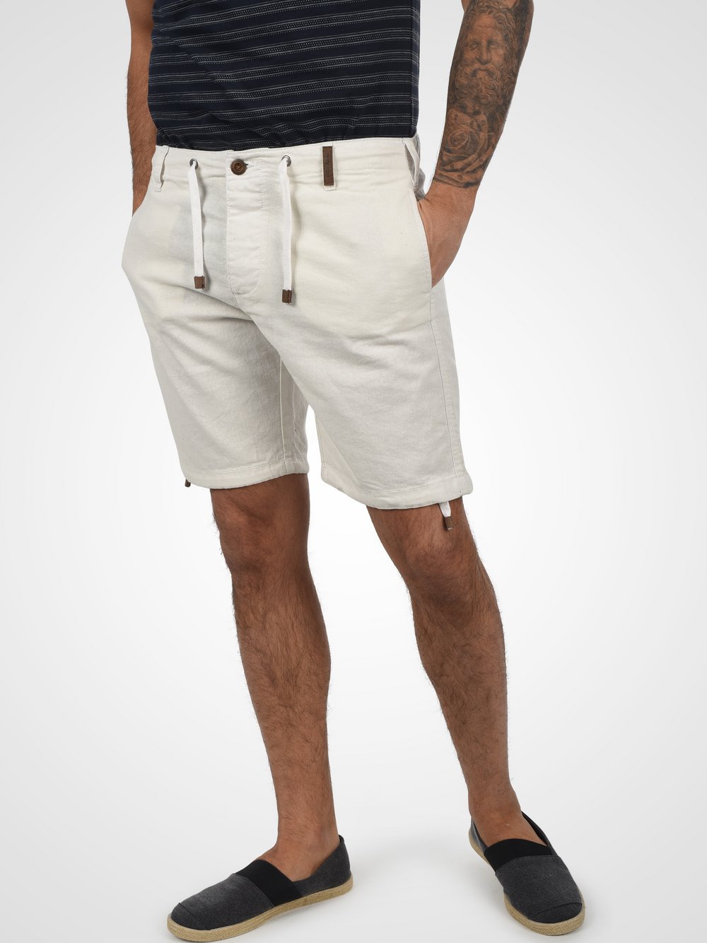 Indicode Leinenshorts Herren Baumwolle weiß, XXXL