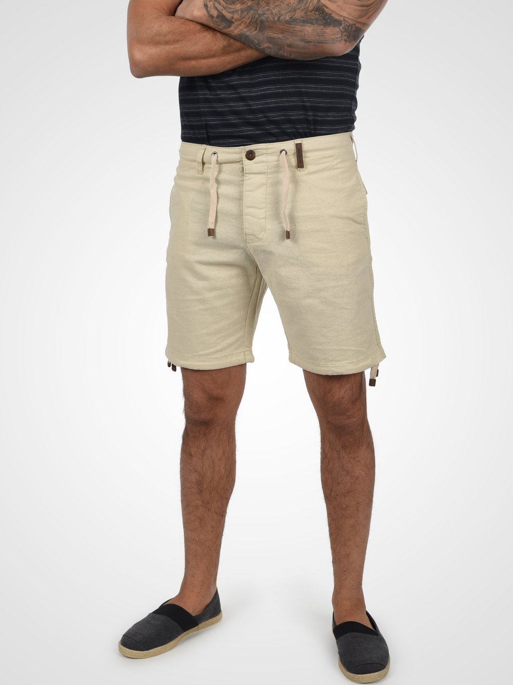 Indicode Leinenshorts Herren Baumwolle beige, XXXL