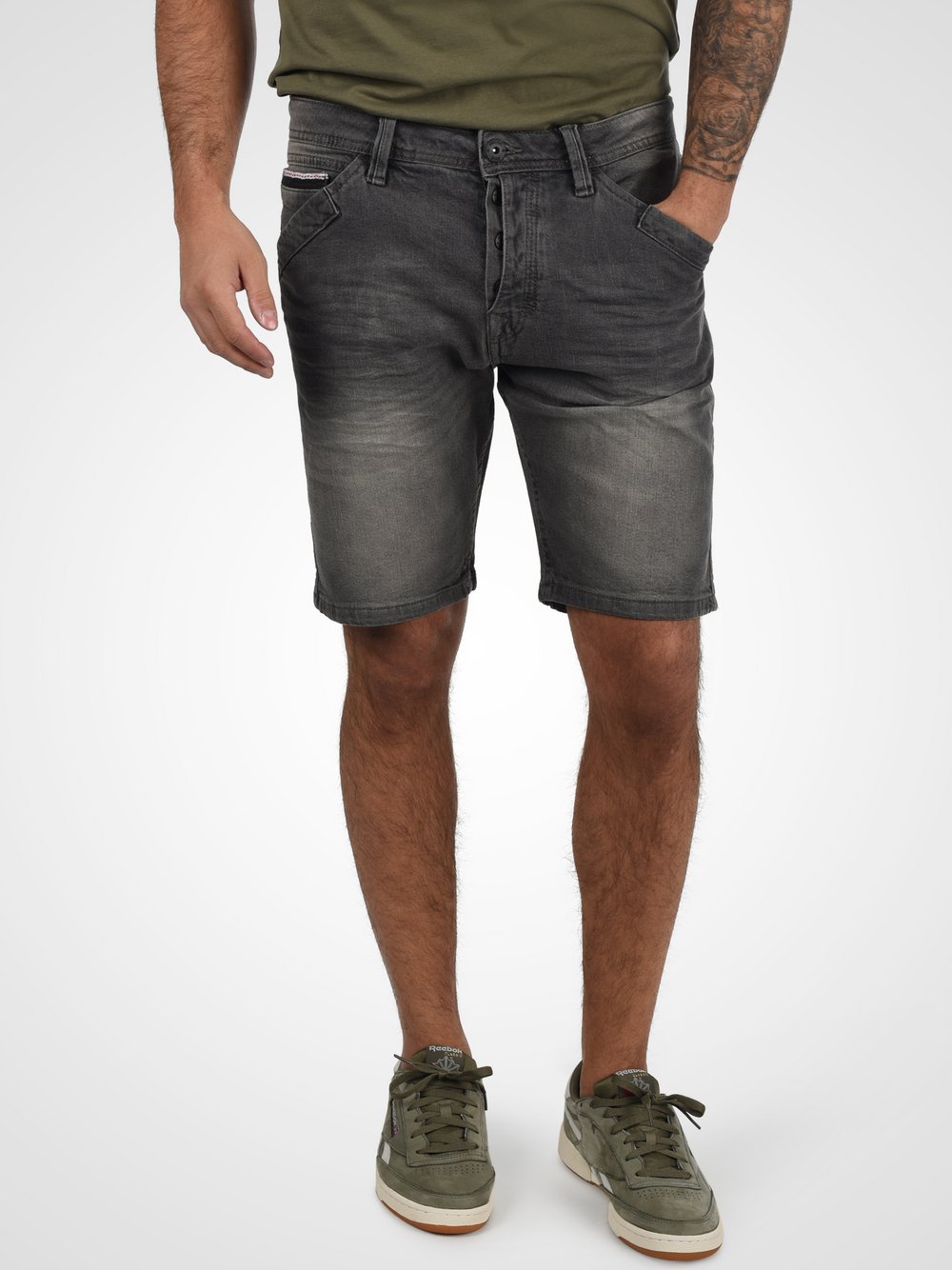 Indicode Jeansshorts Herren Baumwolle grau, M