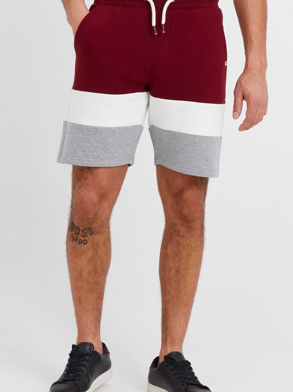 Indicode Sweatshorts Herren Baumwolle rot gestreift, L